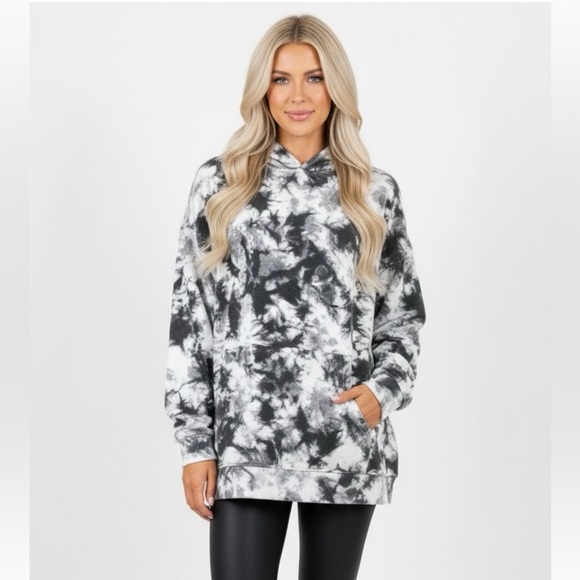 No Boundaries grey & white hooded sweatshirt size XLarge tie dye - Picture 1 of 8